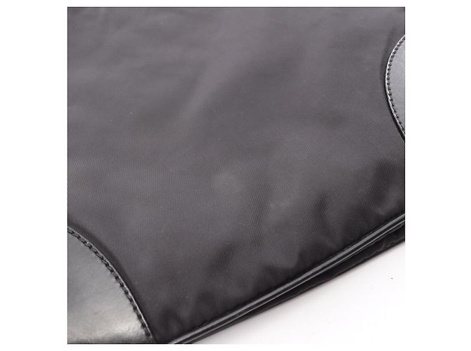 Borsa a Spalla Prada da Donna in Nylon e Pelle Nera Nero - vista 12
