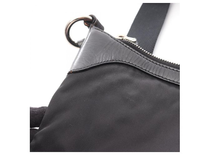 Borsa a Spalla Prada da Donna in Nylon e Pelle Nera Nero - vista 13