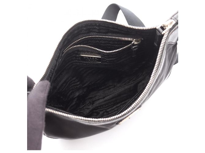 Borsa a Spalla Prada da Donna in Nylon e Pelle Nera Nero - vista 3