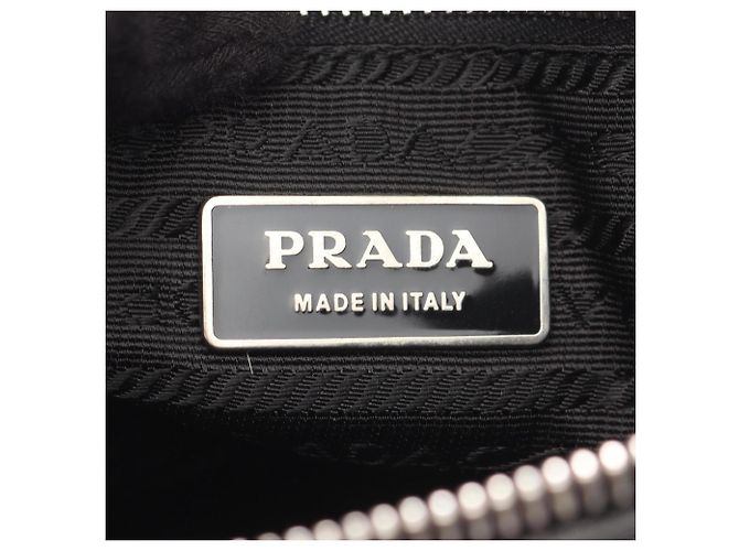 Borsa a Spalla Prada da Donna in Nylon e Pelle Nera Nero - vista 4