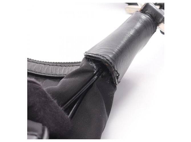 Borsa a Spalla Prada da Donna in Nylon e Pelle Nera Nero - vista 5