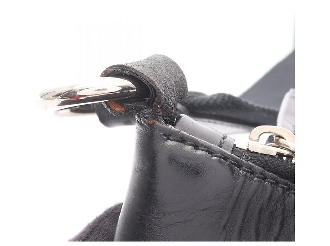 Borsa a Spalla Prada da Donna in Nylon e Pelle Nera Nero - vista 7