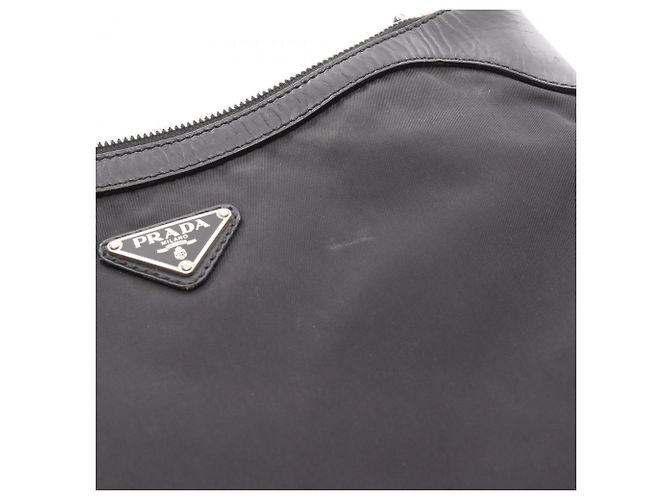 Borsa a Spalla Prada da Donna in Nylon e Pelle Nera Nero - vista 8