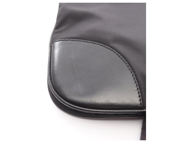 Borsa a Spalla Prada da Donna in Nylon e Pelle Nera Nero - vista 9