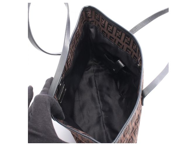 Fendi Zucchino Tote Bag Braun Schwarz - Ansicht 3