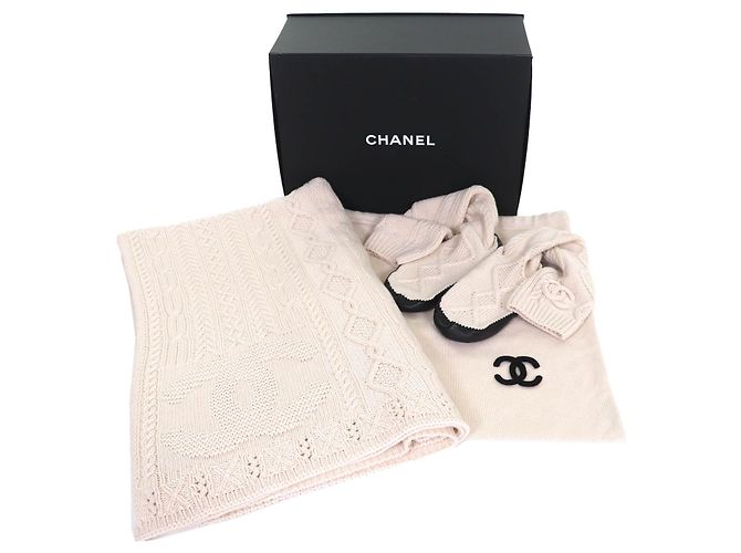 Timeless Conjunto de 2 piezas de cachemira COCO Mark de Chanel - Artículos para el hogar Negro Beige - vista 2