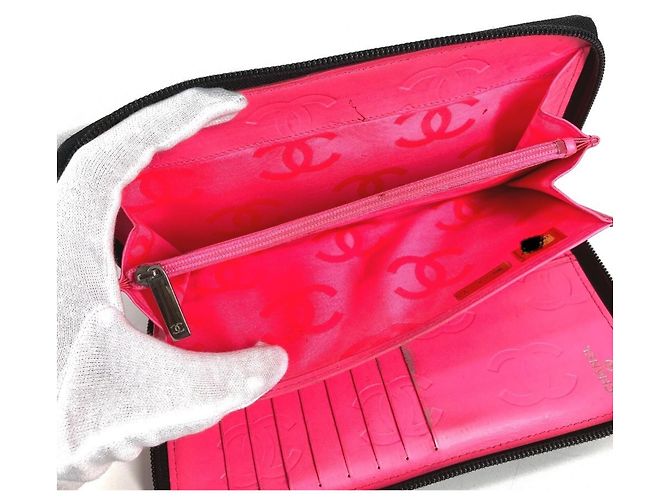 Cartera Larga Línea Cambon de Chanel Negro Rosa - vista 16