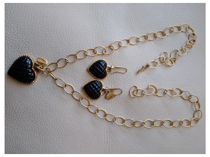 Collana Lunga Just Cavalli in Acciaio con Cuori in Onice Nero D'oro - vista 8