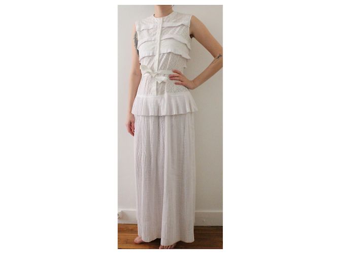Alaïa Kleid aus weißer Baumwolle mit floralen Durchbrüchen - Ansicht 10