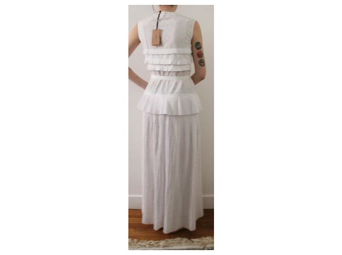 Alaïa Kleid aus weißer Baumwolle mit floralen Durchbrüchen - Ansicht 11