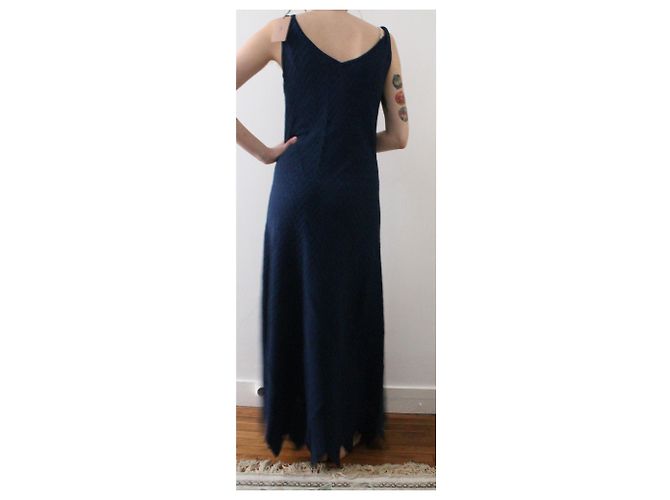 Alaïa Langes Strickkleid aus Spitze Dunkelblau Größe 38 - Ansicht 9
