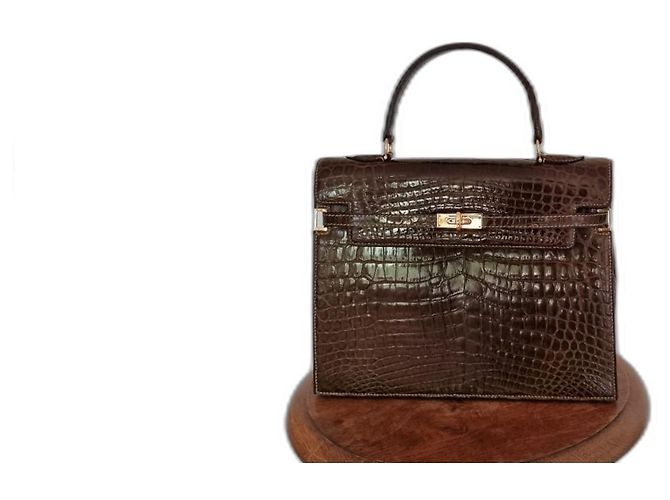 Autre Marque Borsa a mano Morabito Scala 28 in pelle di coccodrillo marrone - vista 8
