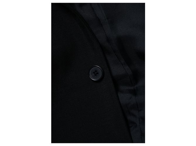 Saint Laurent, schwarzer Blazer-Mantel mit glänzendem Revers - Ansicht 8