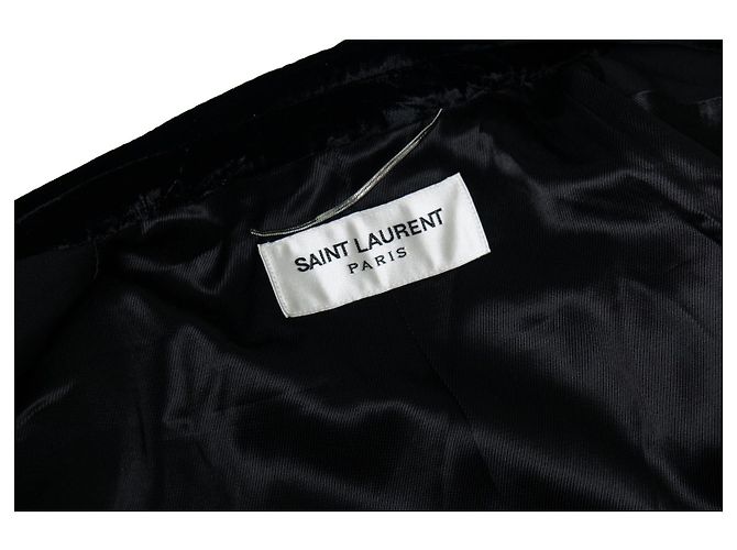 Saint Laurent, blazer largo con reverso de terciopelo 2017 Negro - vista 5