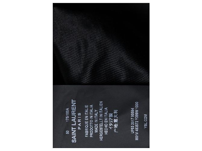 Saint Laurent, blazer largo con reverso de terciopelo 2017 Negro - vista 7