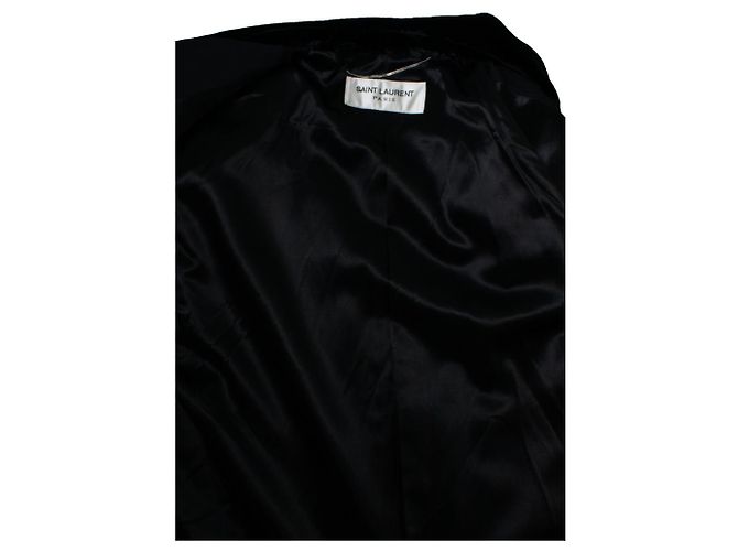Saint Laurent, blazer largo con reverso de terciopelo 2017 Negro - vista 9