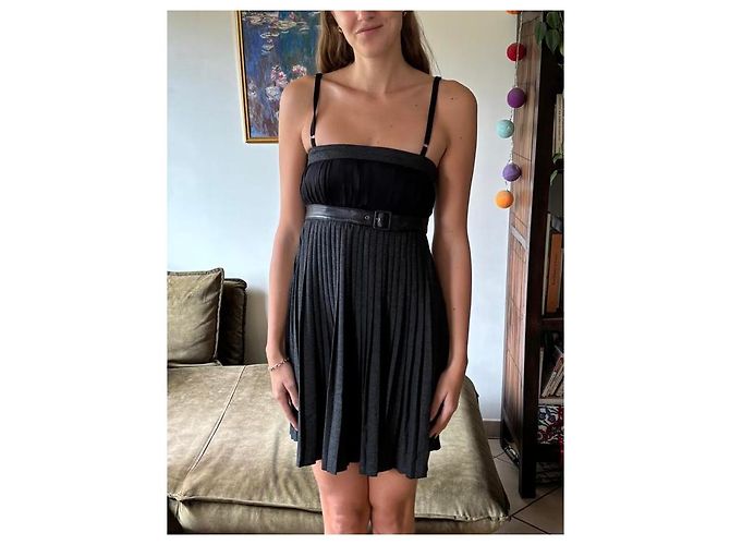 Abito vintage plissettato grigio e nero Dolce & Gabbana - vista 2