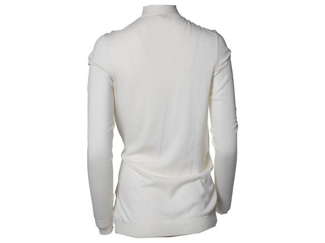 Hermès, weißer Cardigan mit Schnallen-Gürtel - Ansicht 3