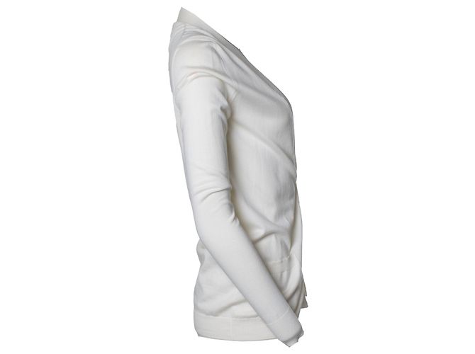Hermès, weißer Cardigan mit Schnallen-Gürtel - Ansicht 4