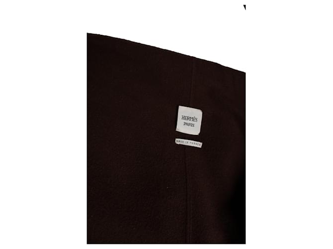 Hermès, capa marrón con flecos Castaño - vista 5