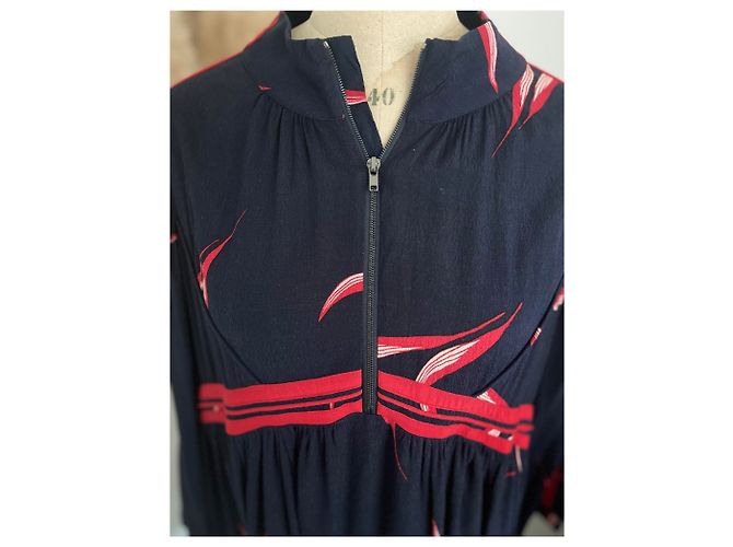 Abito Ba&Sh blu navy con stampa rossa e bianca - vista 2