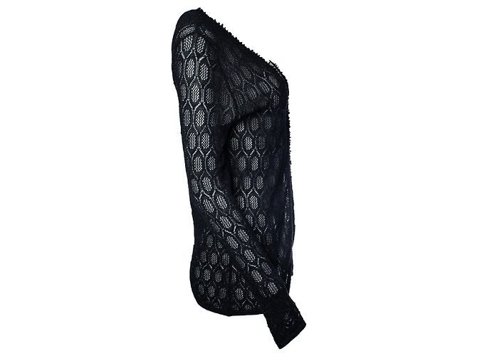 Autre Marque Strickjacke aus Lurex mit Perlen von Cesare Gatti Schwarz - Ansicht 4