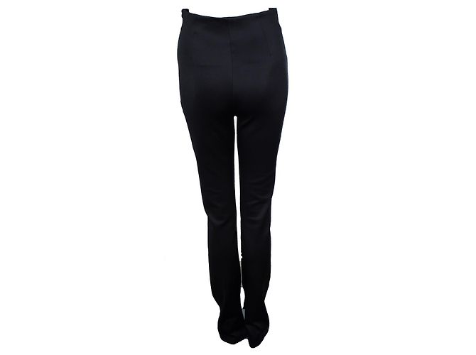Autre Marque Schwarze glänzende Rohe-Hose mit Schlitzen - Ansicht 2