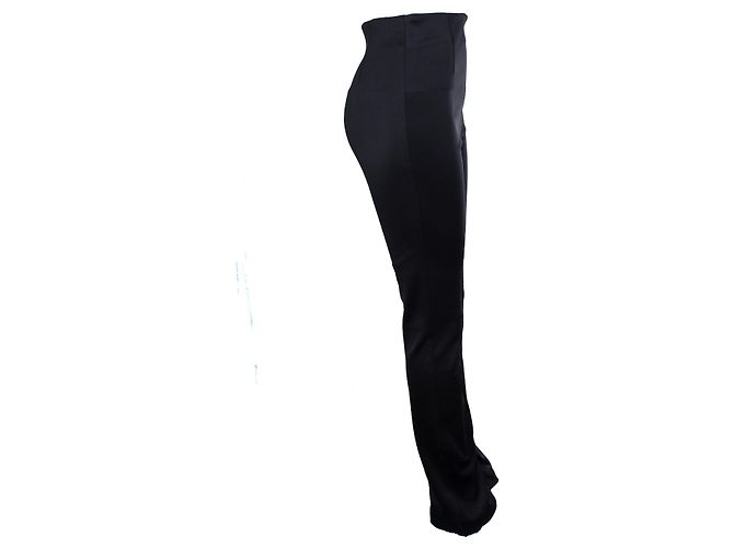 Autre Marque Schwarze glänzende Rohe-Hose mit Schlitzen - Ansicht 3