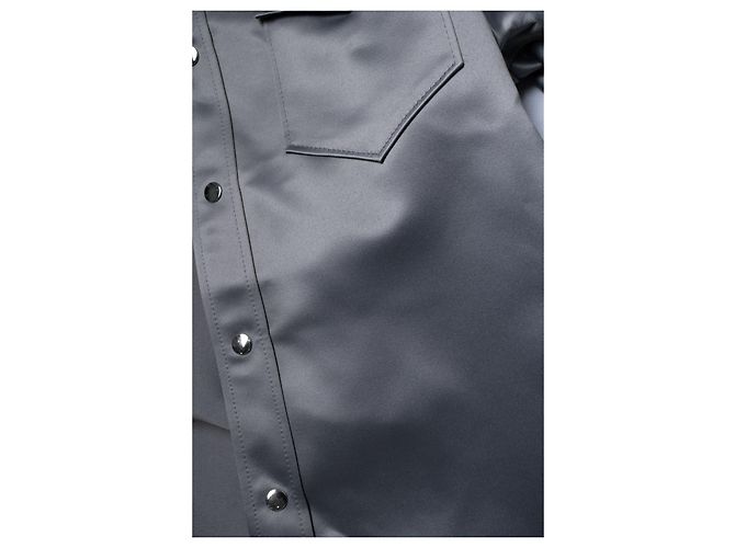 Acne Studios, Camicia western in satin grigio - vista 5