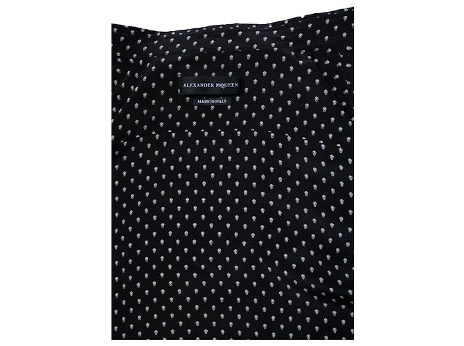 Camisa de seda negra con estampado de calavera Alexander McQueen Negro - vista 6