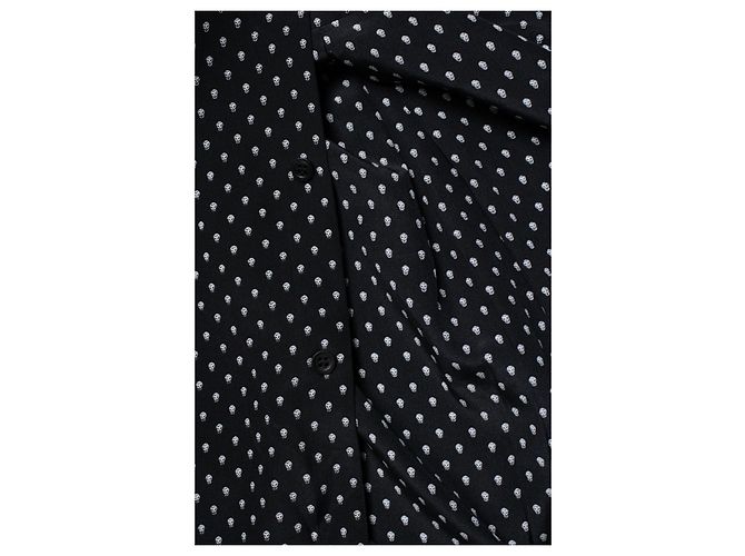 Camisa de seda negra con estampado de calavera Alexander McQueen Negro - vista 5