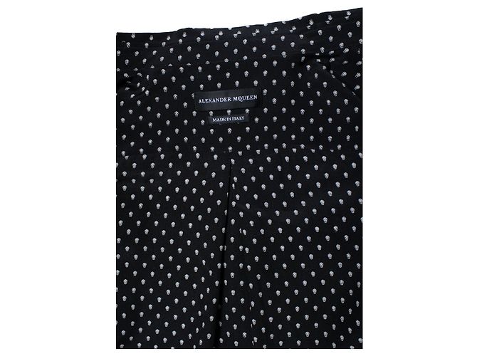 Camisa de seda negra con estampado de calavera Alexander McQueen Negro - vista 7