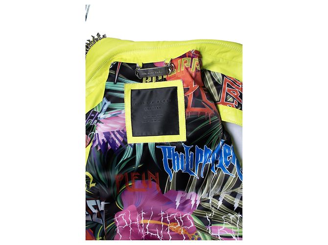 Chaleco de cuero amarillo neón con tachuelas de Philipp Plein - vista 6