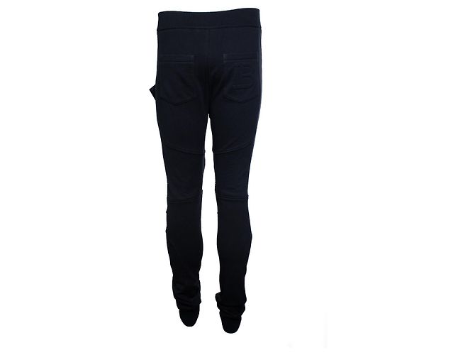 Balmain, joggers negros de canalé con logo en relieve b - vista 3