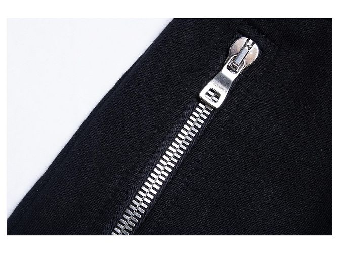 Balmain, joggers negros de canalé con logo en relieve b - vista 5