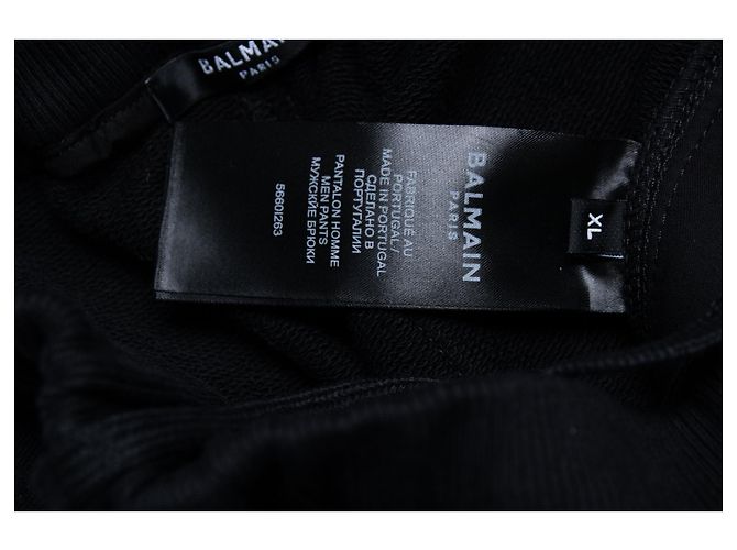 Balmain, schwarze gerippte Jogginghosen mit geprägtem b - Ansicht 5