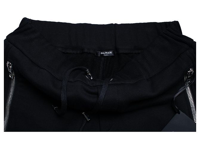 Balmain, schwarze gerippte Jogginghosen mit geprägtem b - Ansicht 8