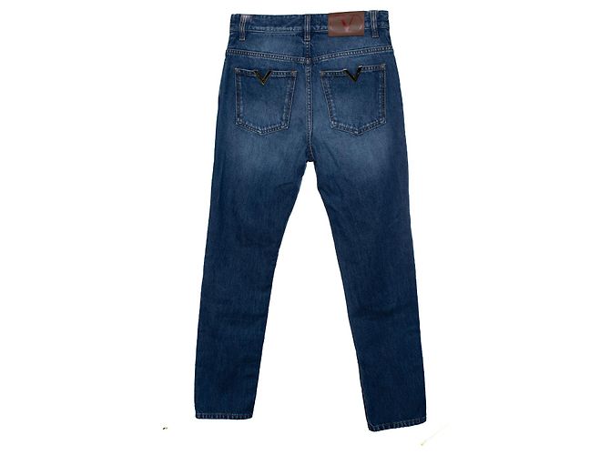 Valentino Garavani, jeans azules con bolsillos en V - vista 4