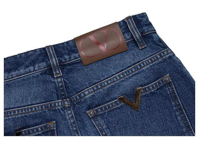 Valentino Garavani, jeans azules con bolsillos en V - vista 9
