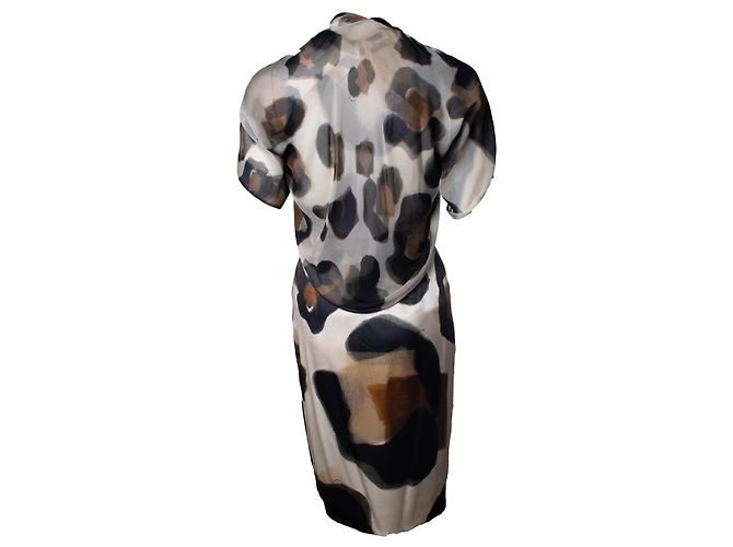Versace Seidenkleid mit Bolero Braun Schwarz - Ansicht 3