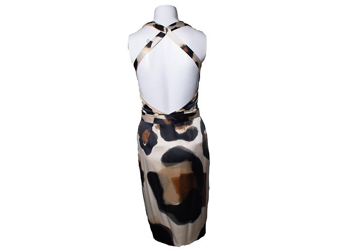 Versace Seidenkleid mit Bolero Braun Schwarz - Ansicht 4