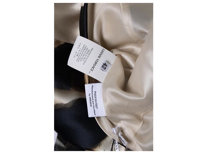 Versace Seidenkleid mit Bolero Braun Schwarz - Ansicht 8