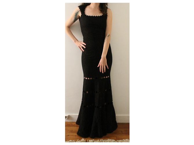 Vestido longo preto Alaïa com padrões de zebra brilhantes tamanho S (IT 40 / FR 36) - vista 10