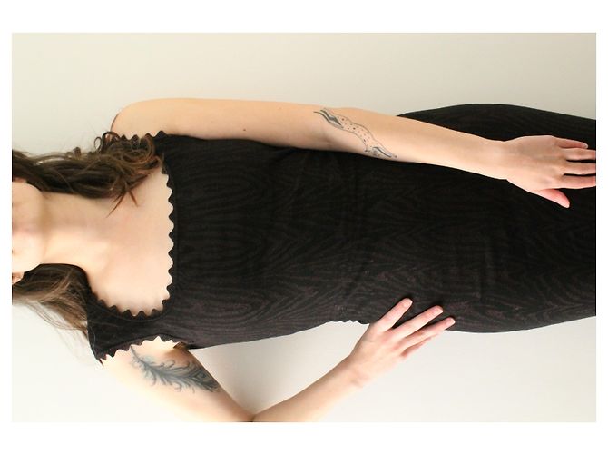 Vestido longo preto Alaïa com padrões de zebra brilhantes tamanho S (IT 40 / FR 36) - vista 11