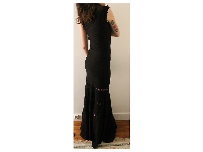Vestido longo preto Alaïa com padrões de zebra brilhantes tamanho S (IT 40 / FR 36) - vista 12