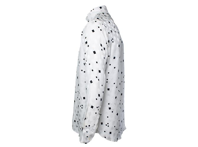 Camicia bianca Saint Laurent con cubi opachi e lucidi Nero Bianco - vista 2