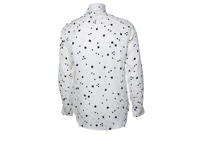 Camicia bianca Saint Laurent con cubi opachi e lucidi Nero Bianco - vista 3