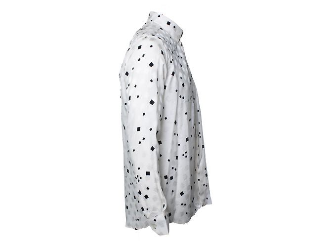 Camicia bianca Saint Laurent con cubi opachi e lucidi Nero Bianco - vista 4