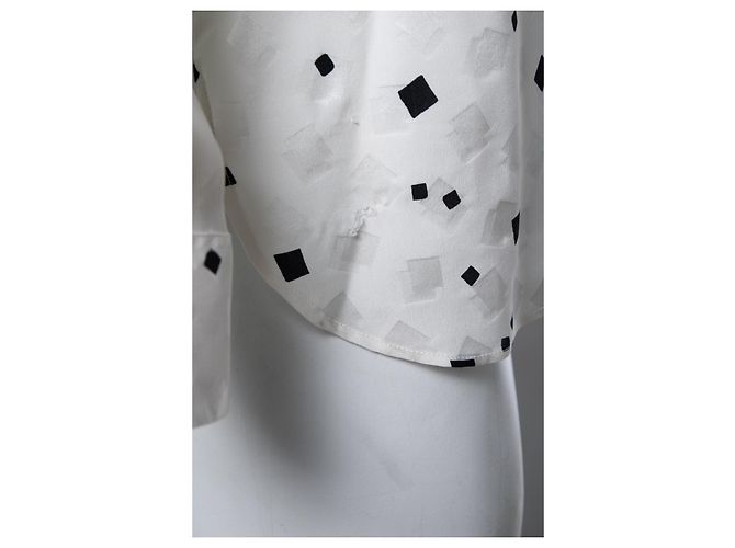 Camicia bianca Saint Laurent con cubi opachi e lucidi Nero Bianco - vista 6