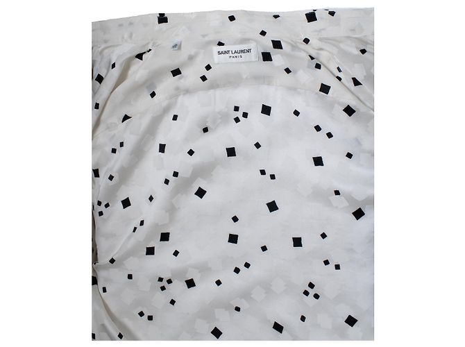 Camicia bianca Saint Laurent con cubi opachi e lucidi Nero Bianco - vista 7